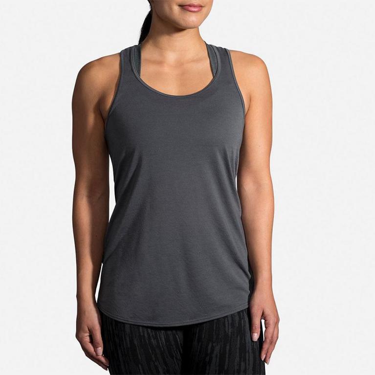 Brooks Distance Womens Running Tank Top - Grey - Indonesia (ALHN-12597)